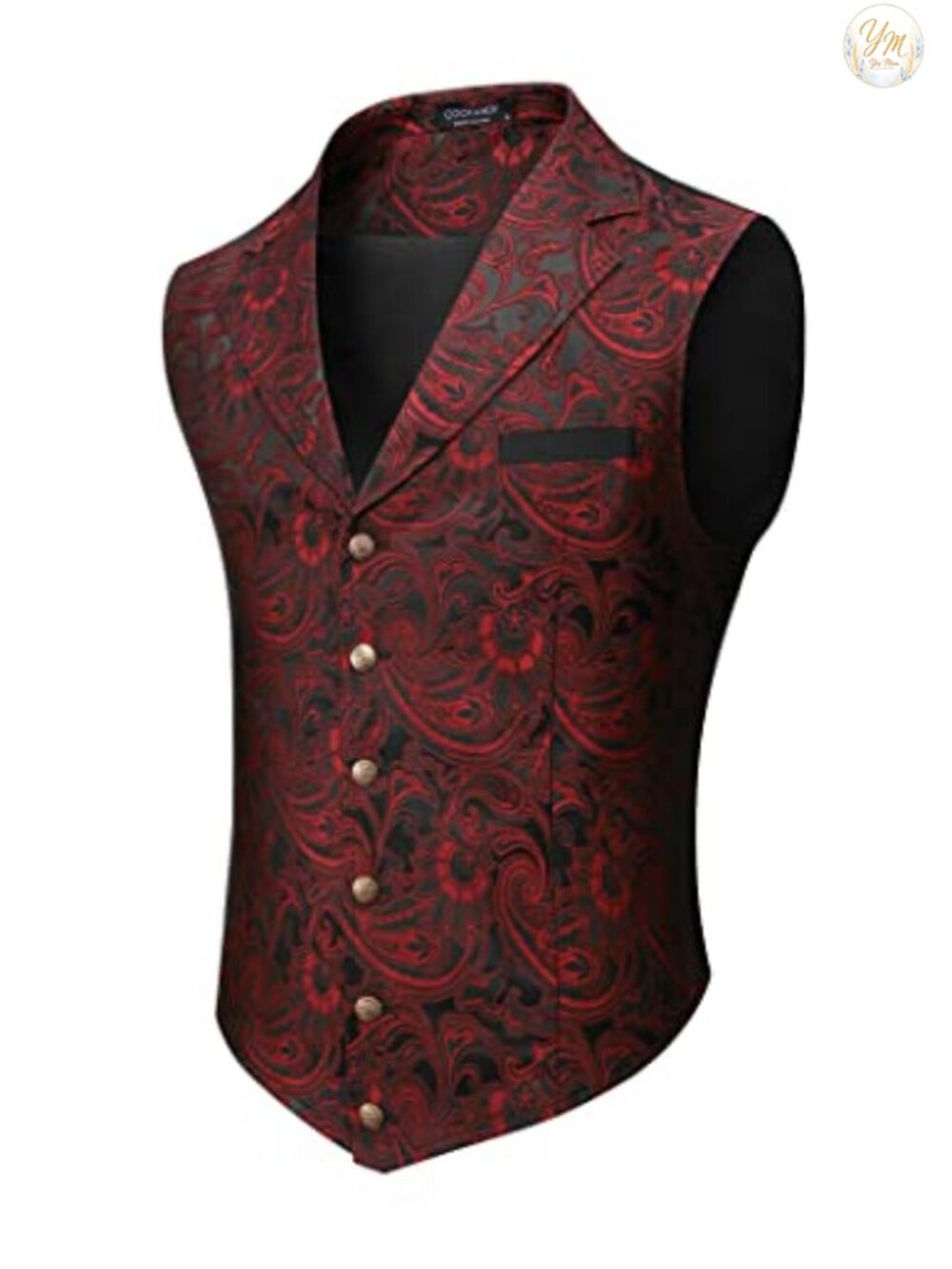 Mens Paisley Jacquard Suit Vest Slim Fit Notch Lapel Formal Tuxedo Waistcoat